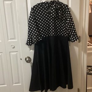 SHEIN Black and White Polka Dot Midi Dress